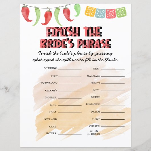 Beenden Sie die Formulierung der Braut | Brautpart (Vorderseite)