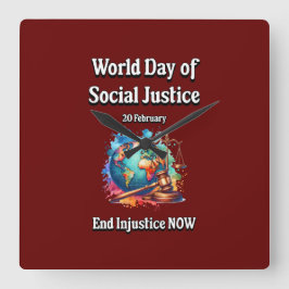 Beenden Sie jetzt die Ungerechtigkeit. Quadratische Wanduhr