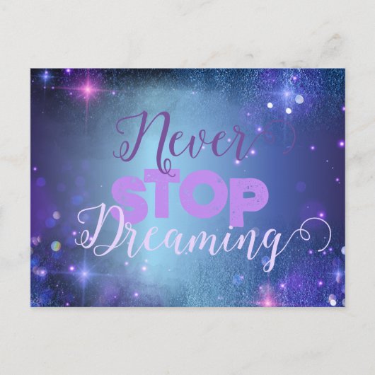 Beenden Sie nie mit dem Motto "Zitate" Motivierend Postkarte (Vorderseite)