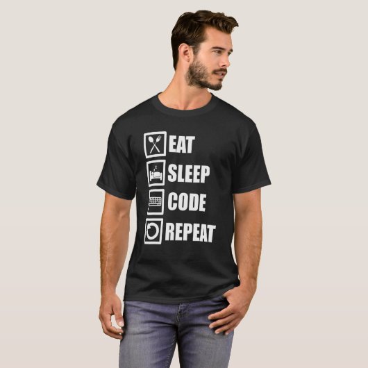Beenden Sie Sleep Code Wiederholen Coder Programme T-Shirt (Vorne ganz)