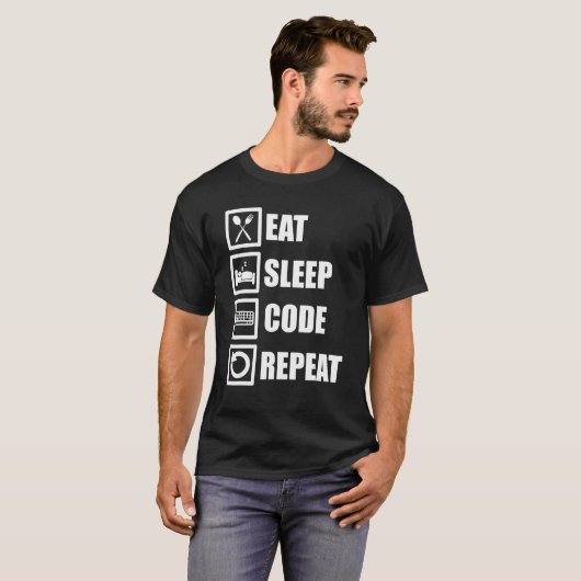 Beenden Sie Sleep Code Wiederholen Coder Programme T-Shirt (Vorne ganz)
