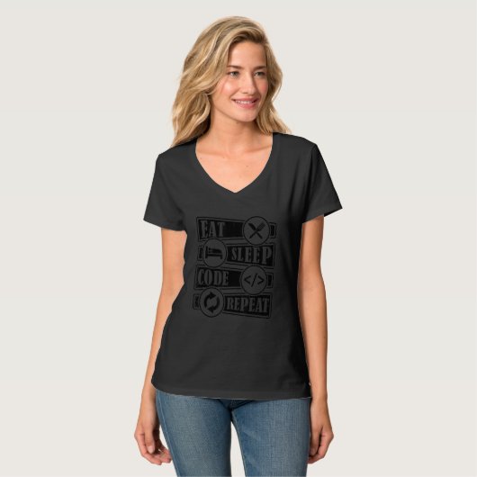 Beenden Sie Sleep Code Wiederholen Coder Programme T-Shirt (Vorderseite Vollansicht)