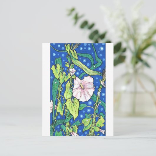 Beendweed Reed Summer Wildblumen Blumenmalerei Postkarte (Stehend Vorderseite)