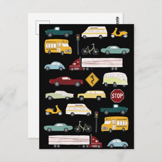 Beep Beep Stuck in Traffic Pattern Postkarte (Vorne/Hinten)