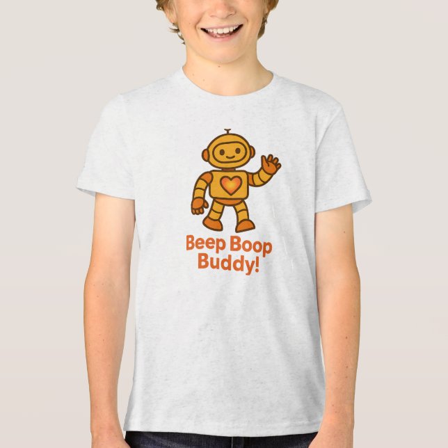 Beep Boop Buddy Süßes Robotdesign Tri-Blend Shirt (Vorderseite)