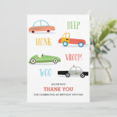 Beep Honk Woo Kids Geburtstag Dankeschön Karte (Stehend Vorderseite)