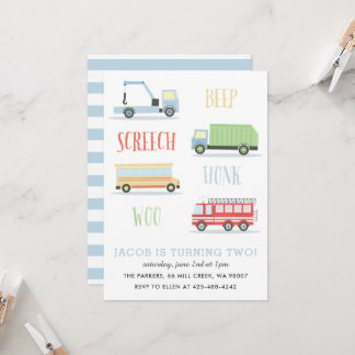 Beep Screech Woo Kids Geburtstagsparty_Mist Einladung