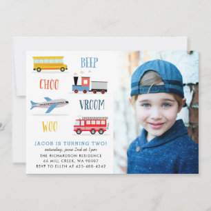 Beep Vroom woo Airplane Geburtstagsparty Foto Einladung
