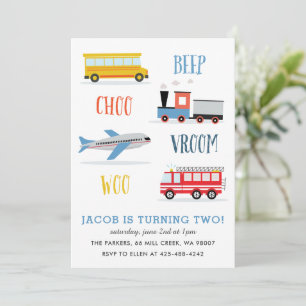 Beep Vroom Woo Airplane Kid's Geburtstagsparty Inv Einladung
