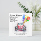 BeepBeep! Fahrt mit der Geburtstagsparade Einladung (Stehend Vorderseite)