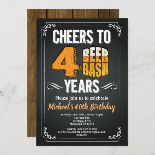 Beer 40. Geburtstag Chalkboard Mann Bar feiern Einladung