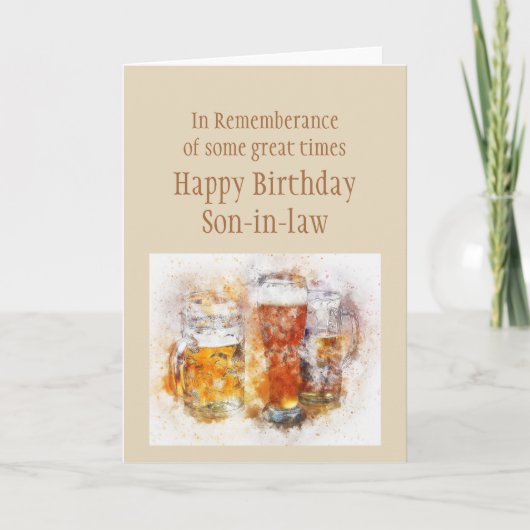 Beer Ale Funny Son-in-law Birthday Good Time Card Karte (Vorderseite)