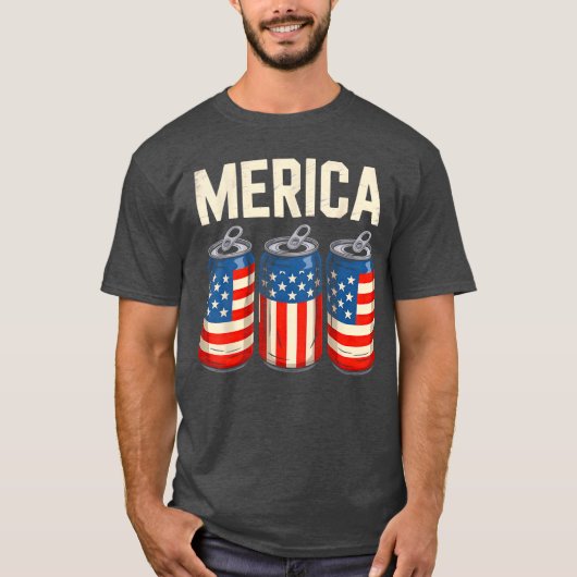 Beer American Flag 4th Of July Merica USA Men Wome T-Shirt (Vorderseite)