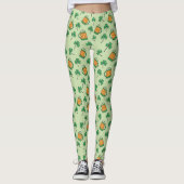Beer and Kleeblatt Pattern St Patrick's Day Leggings (Vorderseite)