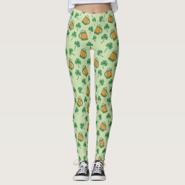 Beer and Kleeblatt Pattern St Patrick's Day Leggings