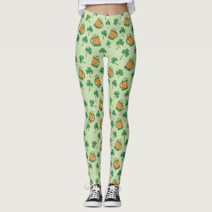 Beer and Kleeblatt Pattern St Patrick's Day Leggings