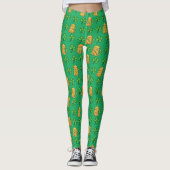 Beer and Lucky Clover Pattern St Patrick's Day Leggings (Vorderseite)