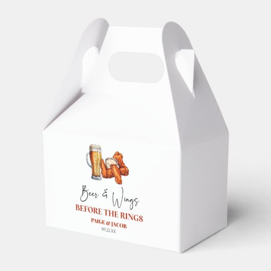 Beer and Wings Before The Rings Rehearsal Dinner Geschenkschachtel (Vorderseite)