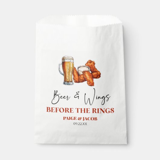 Beer and Wings Before The Rings Rehearsal Dinner Geschenktütchen (Vorderseite)