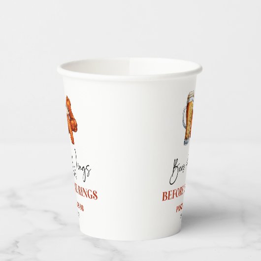 Beer and Wings Before The Rings Rehearsal Dinner Pappbecher (Links)