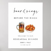Beer and Wings Before the Rings Rehearsal Dinner Poster (Vorne)
