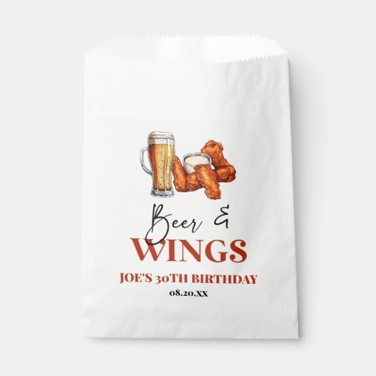 Beer and Wings Birthday Party Geschenktütchen (Vorderseite)