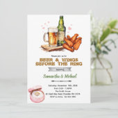 Beer And Wings Couples Shower Invitation Einladung (Stehend Vorderseite)