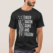 Beer Bacon Guns & Freedom Usa Flag Vater Mens 4. J T-Shirt (Vorderseite)