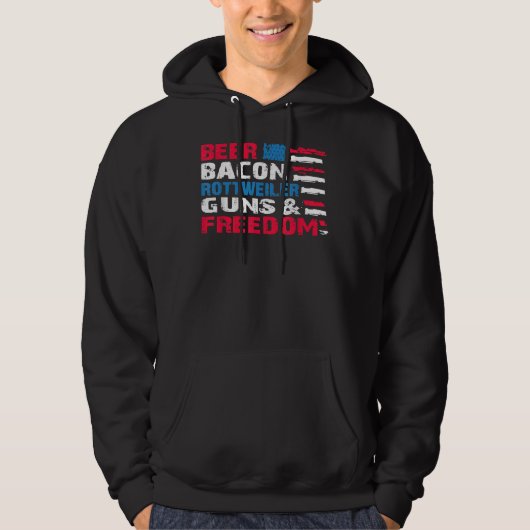 Beer Bacon Rottweiler Guns & amp Freedom 4. Ju Hoodie (Vorderseite)