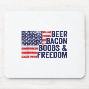 Beer Bacon S&amp; Freedom - Funny US Flag Grillen  Mousepad