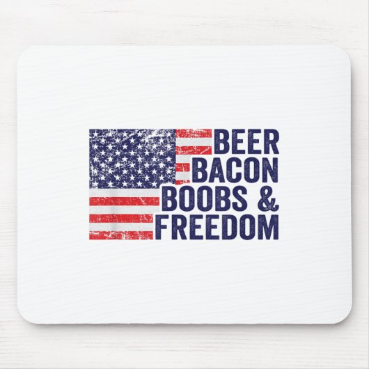 Beer Bacon S& Freedom - Funny US Flag Grillen Mousepad (Vorne)