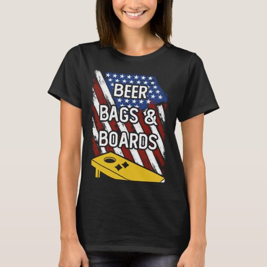 Beer Bags And Boards American Cornhole Player USA T-Shirt (Vorderseite)