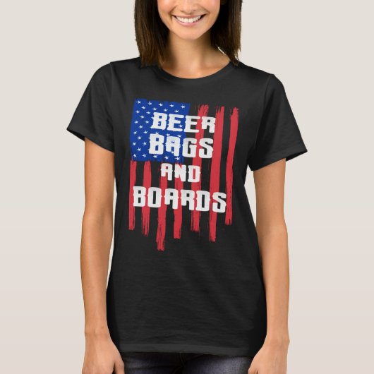 Beer Bags and Boards Cornhole Game American Flag T T-Shirt (Vorderseite)