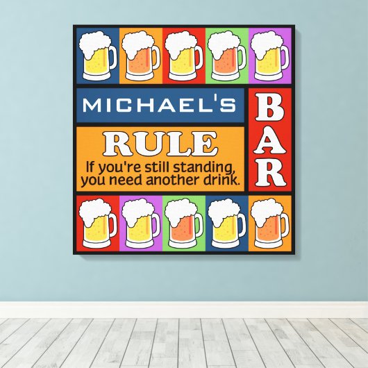 BEER Bar Pop Art INDIVIDUELLE NAME Leinwand (Insitu (Holzboden))