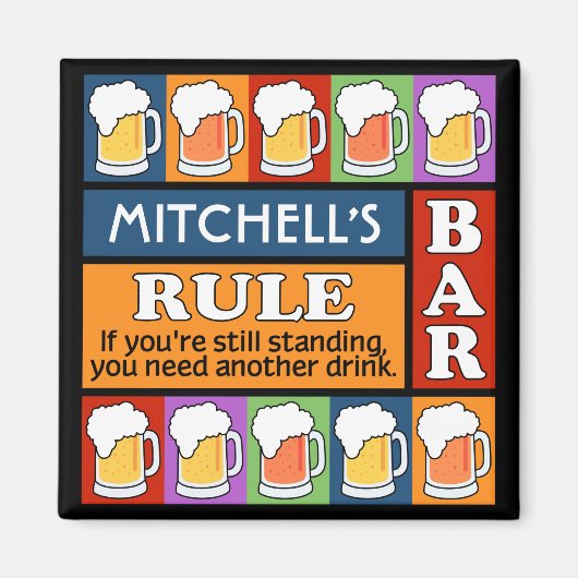 BEER Bar Pop Art INDIVIDUELLE NAME Magnet (Vorne)