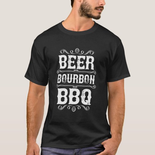 Beer Bourbon Bbq Whiskey Barbecue Grilling Dad Pap T-Shirt (Vorderseite)