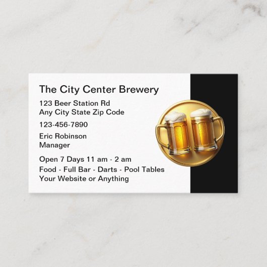 Beer Brewery Beer Mugs Business Cards Visitenkarte (Vorderseite)
