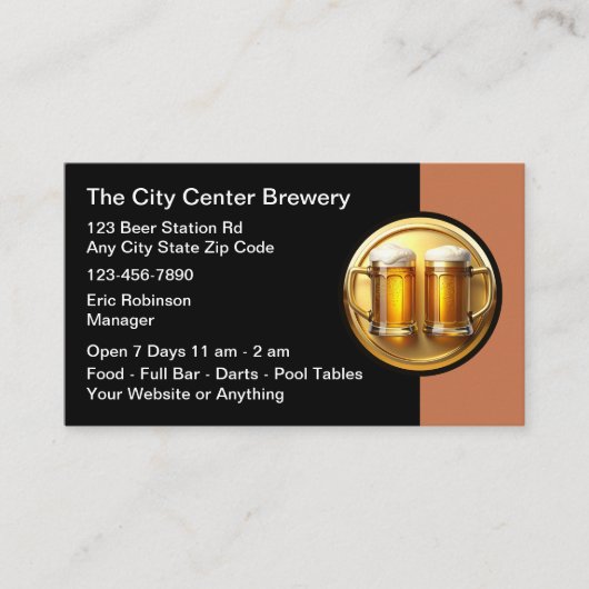 Beer Brewery Beer Mugs Business Cards Visitenkarte (Vorderseite)