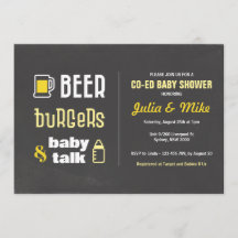 Beer Burgers & Baby Talk, Einladung zur Baby Dusch