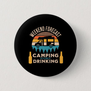Beer Camping With Beer Birthday Button