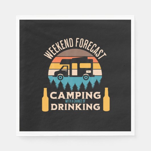 Beer Camping With Beer Birthday Serviette (Vorderseite)