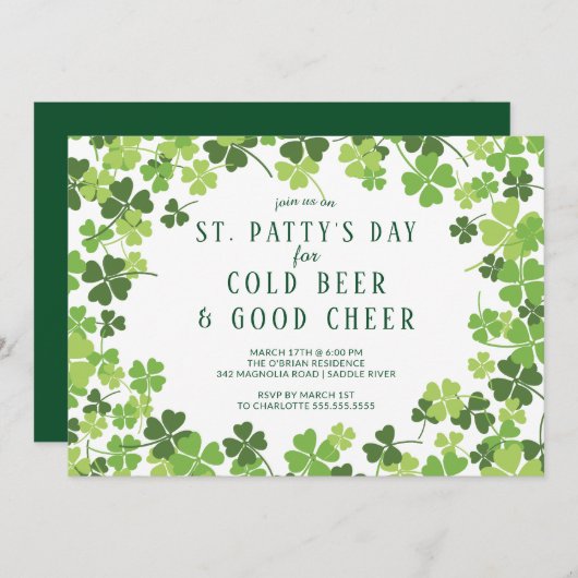 Beer & Cheer St. Patty's Day Party Einladung (Vorne/Hinten)