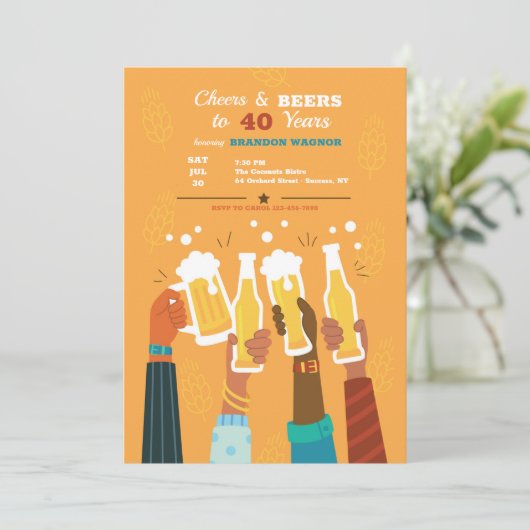 Beer Cheers Einladung (Stehend Vorderseite)