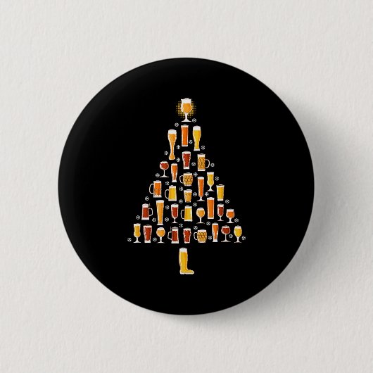 Beer Christmas Tree Men Women Beer Ugly Christmas Button (Vorderseite)