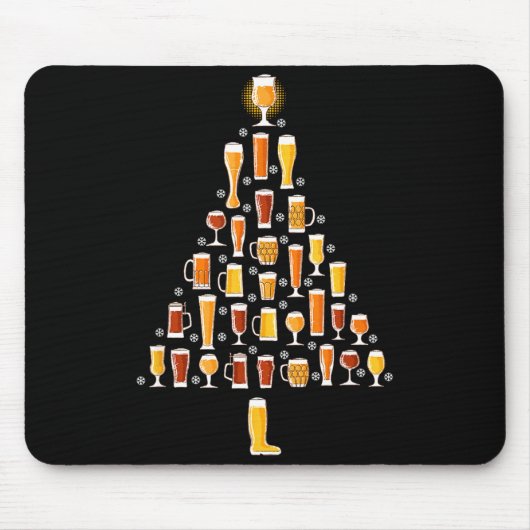 Beer Christmas Tree Men Women Beer Ugly Christmas Mousepad (Vorne)