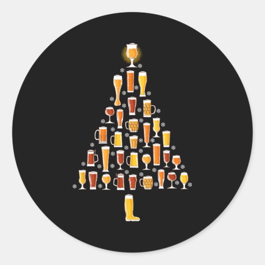 Beer Christmas Tree Men Women Beer Ugly Christmas  Runder Aufkleber (Vorderseite)