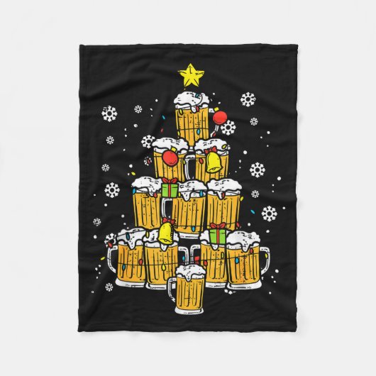 Beer Christmas Tree Xmas Brew Dad Men Fleecedecke (Vorderseite)