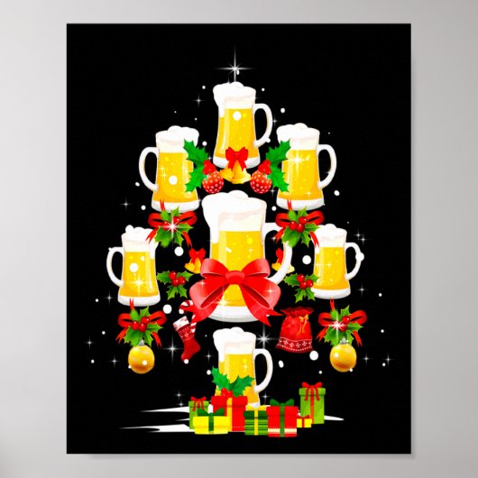 Beer Christmas Tree Xmas Pajama Ornament Decor Poster (Vorne)