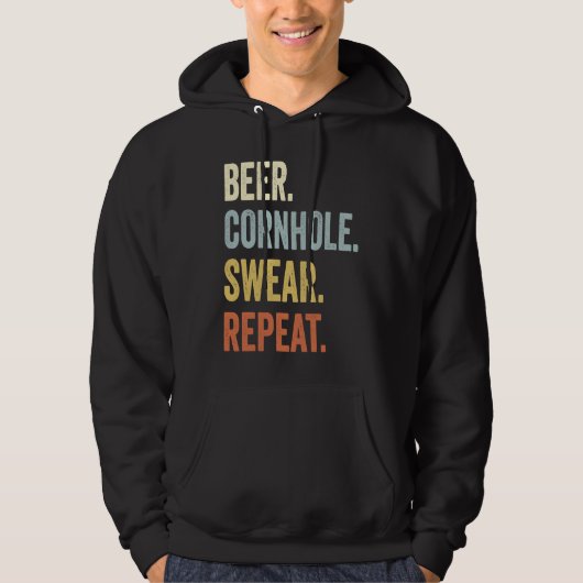Beer Cornhole Swear Repeat Funny Cornhole Dad Corn Hoodie (Vorderseite)