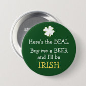 Beer Deal Irish Button (Vorne & Hinten)